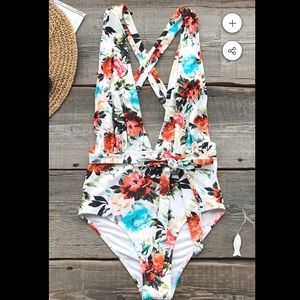 CUPSHE rose print one piece swimsuit